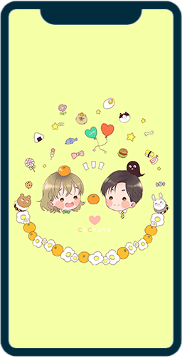 ゆるカワみかん×和音（背景：単色）