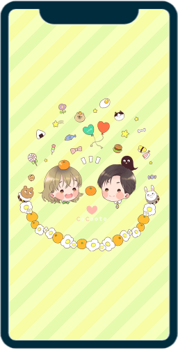 ゆるカワみかん×和音（背景：ストライプ）